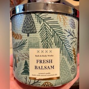 🌟HP🌟FRESH BALSAM Bath & Body Works 3 Wick Great Holiday Xmas Pine Tree Retired